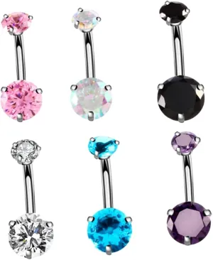 Stunning Zircon Navel Rings for Women 6pcs Navel Belly Button Piercing Jewelry