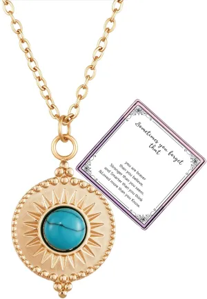 Sunflower Jewellery Gold Necklaces for Women Turquoise Necklaces for Women Dainty Pendant Necklace for Women Stainless-steel Turquoise Necklace