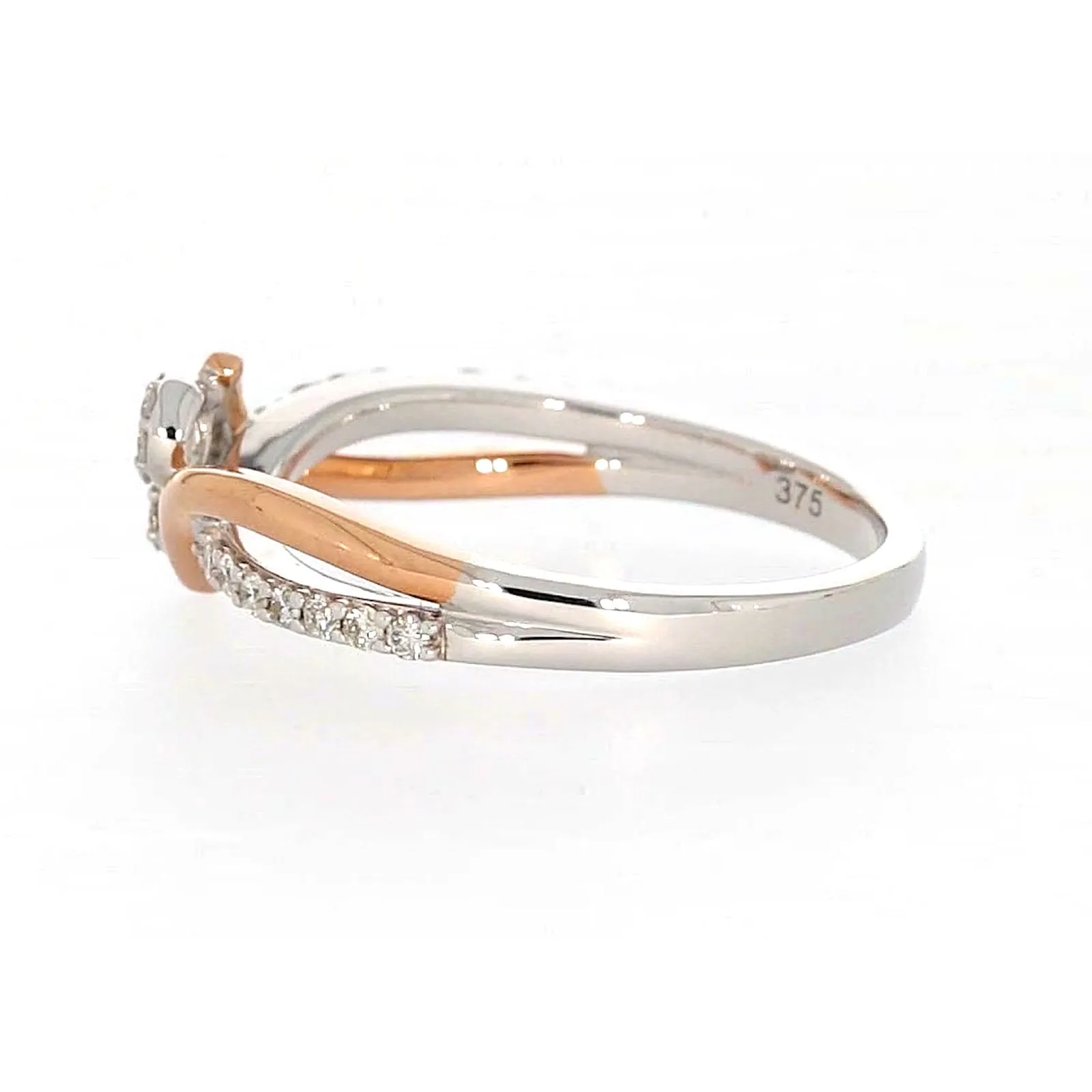 Tango 9ct Rose & White Gold Round Brilliant Cut with 1/4 CARAT tw of Diamonds Ring