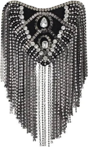 Tassel Epaulettes Shoulder Patches Crystal Fringe Chain Shoulder Badge Brooch Pins for Ringmaster Costume 2 Pieces