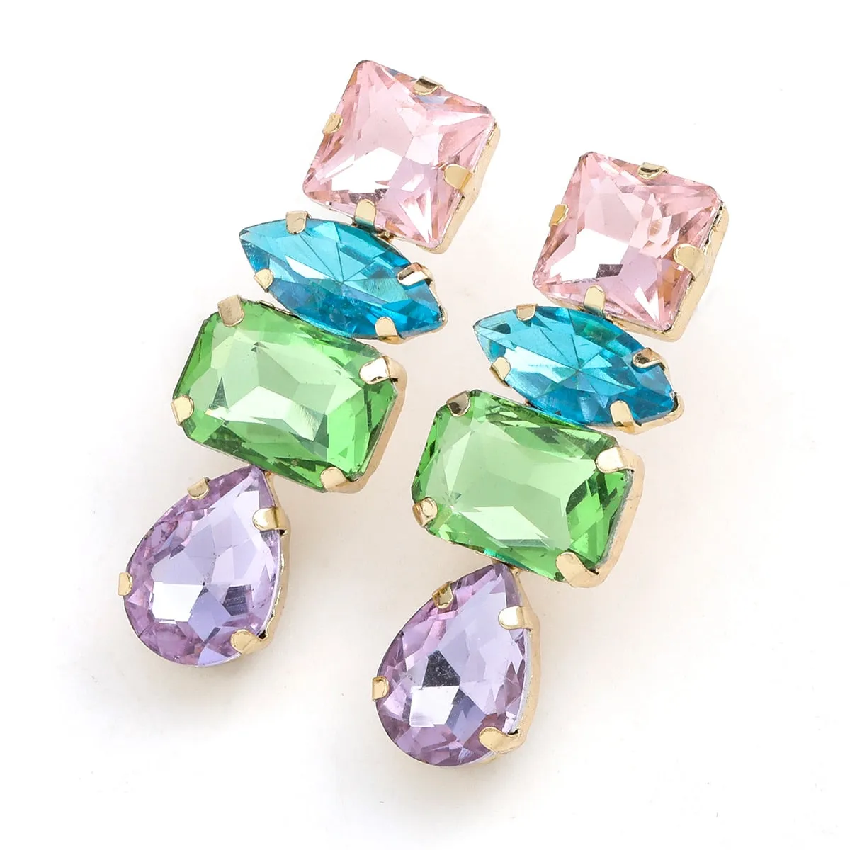 TEEK - Reality Rhinestone Water Drop Dangle Earrings