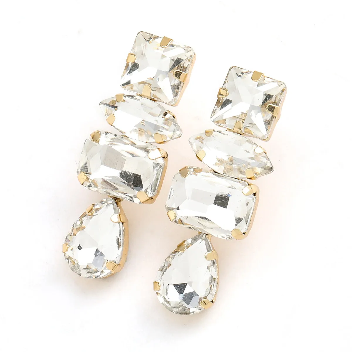 TEEK - Reality Rhinestone Water Drop Dangle Earrings