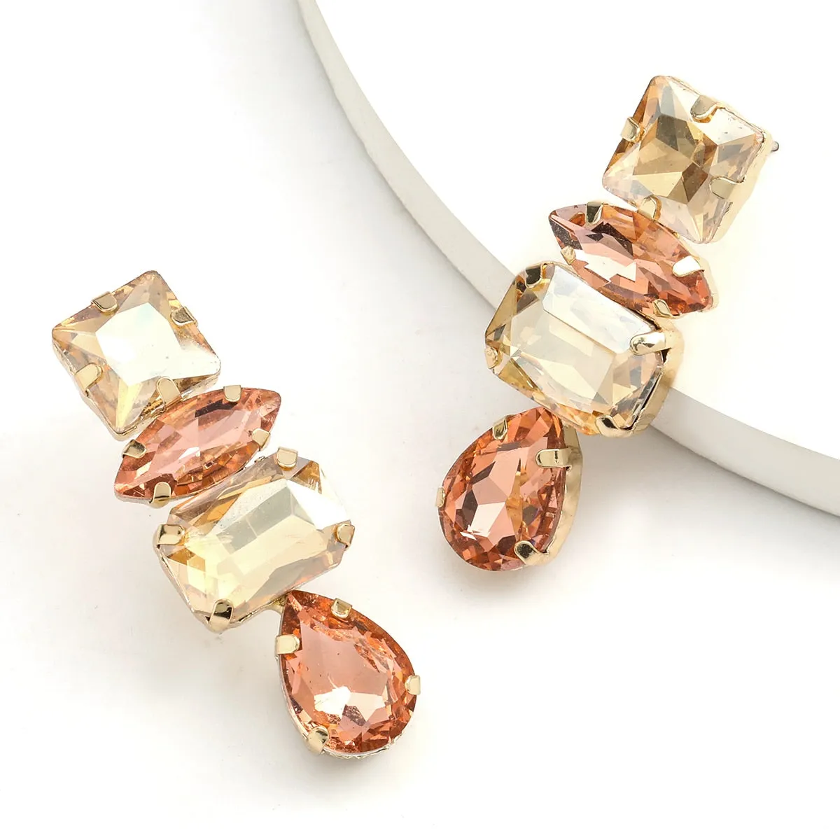 TEEK - Reality Rhinestone Water Drop Dangle Earrings