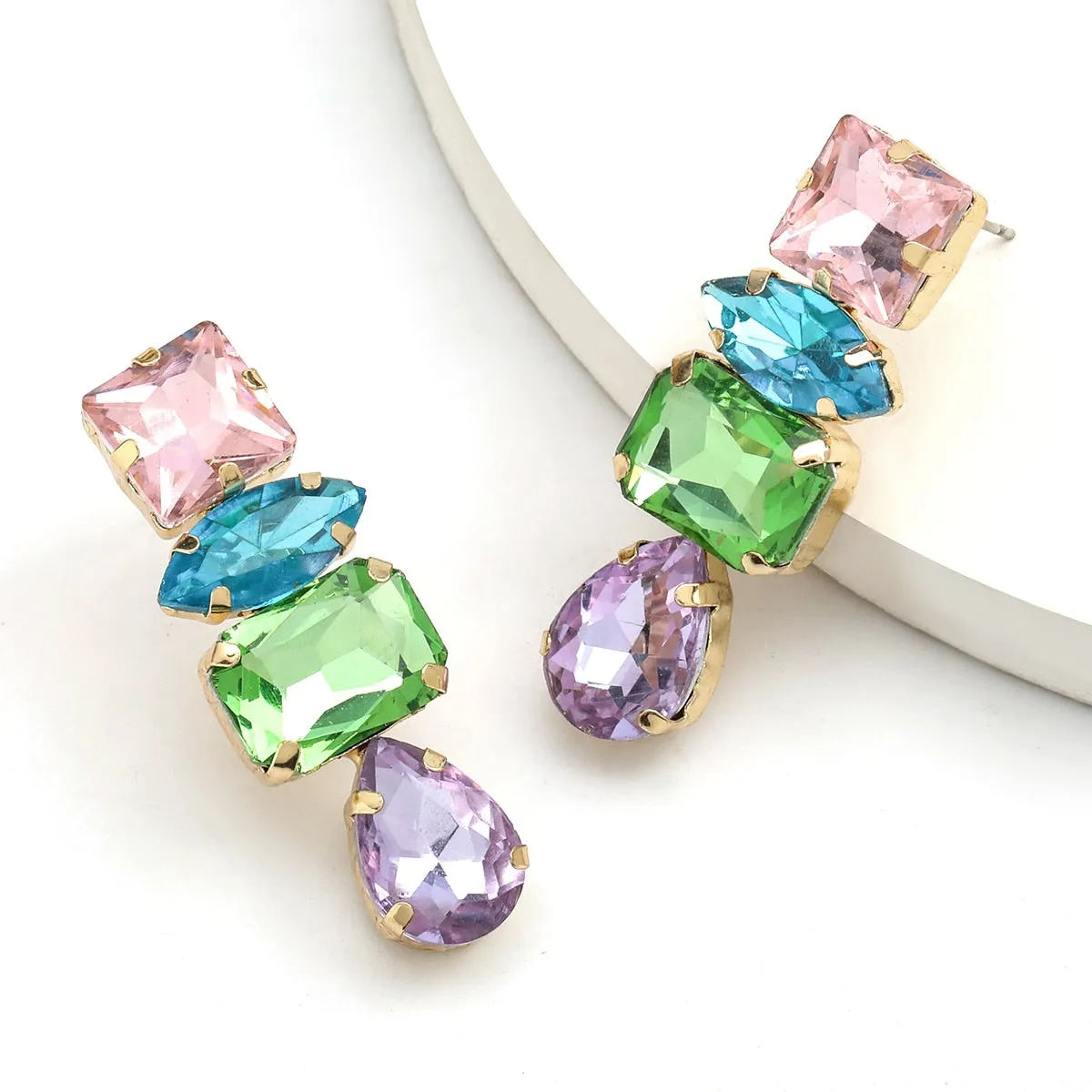 TEEK - Reality Rhinestone Water Drop Dangle Earrings