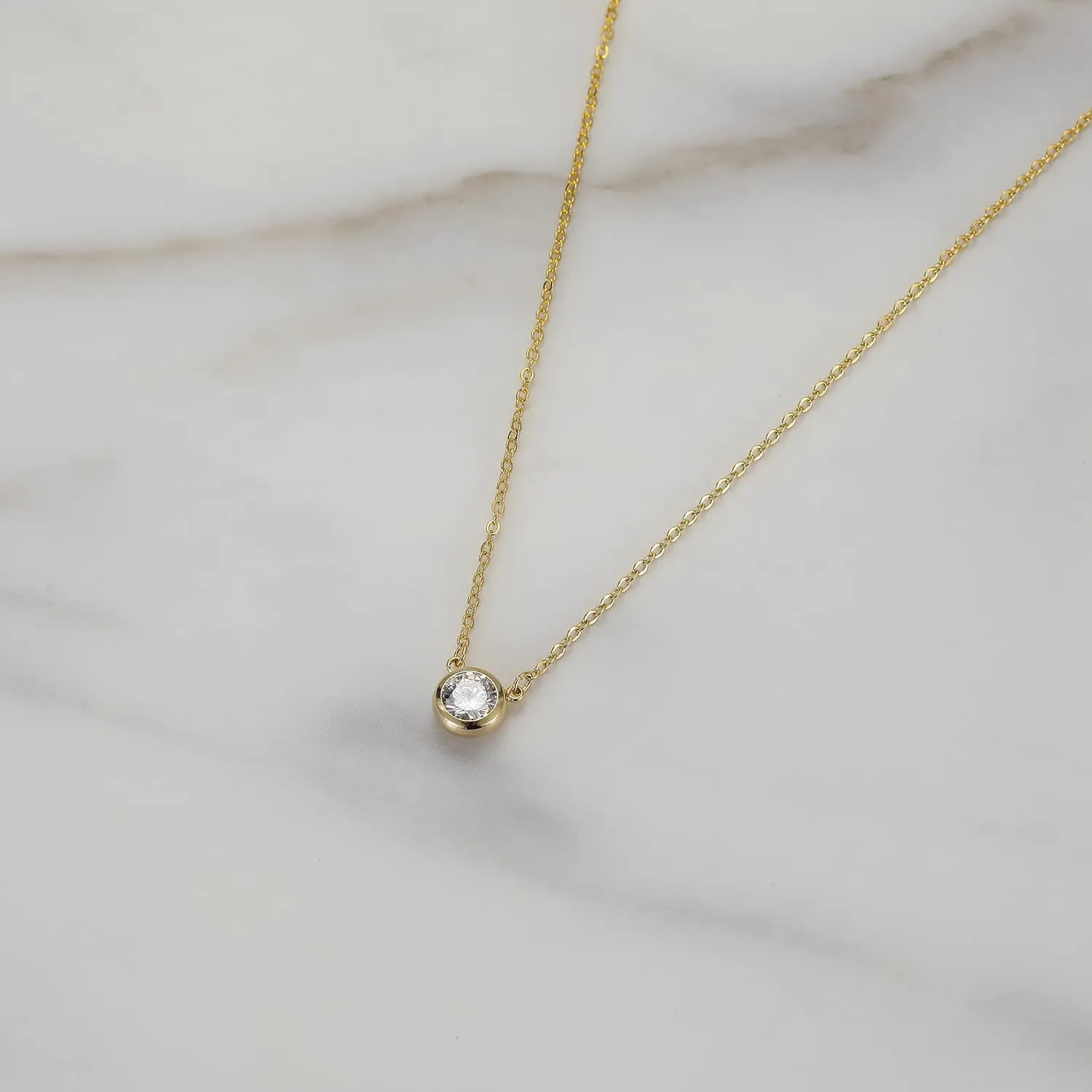 Tewiky Diamond Necklaces for Women, Dainty 14k Gold/Sterling Silver Choker Necklace Simple Gold Plated CZ Jewelry Necklaces for Women Trendy Gifts