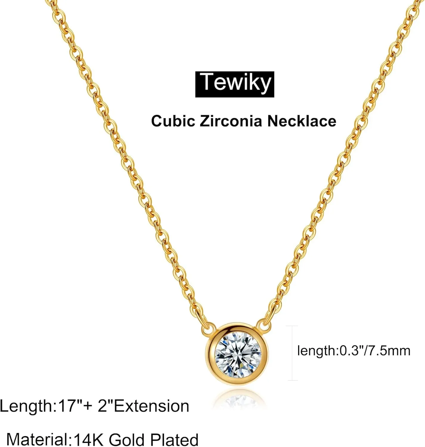 Tewiky Diamond Necklaces for Women, Dainty 14k Gold/Sterling Silver Choker Necklace Simple Gold Plated CZ Jewelry Necklaces for Women Trendy Gifts