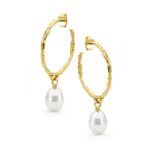 Textured Pearl Hoop Earrings