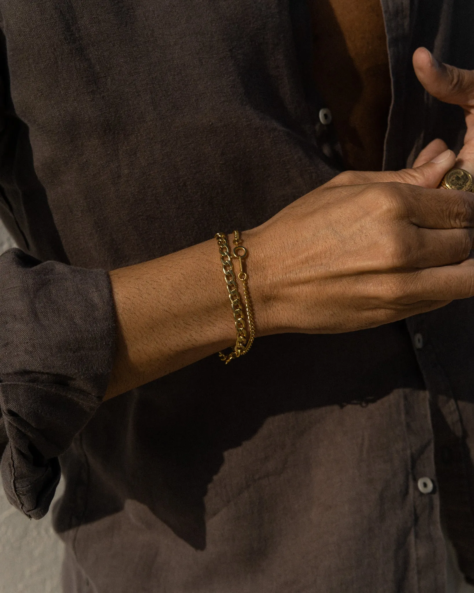 Thin Flat Cuban Chain Bracelet