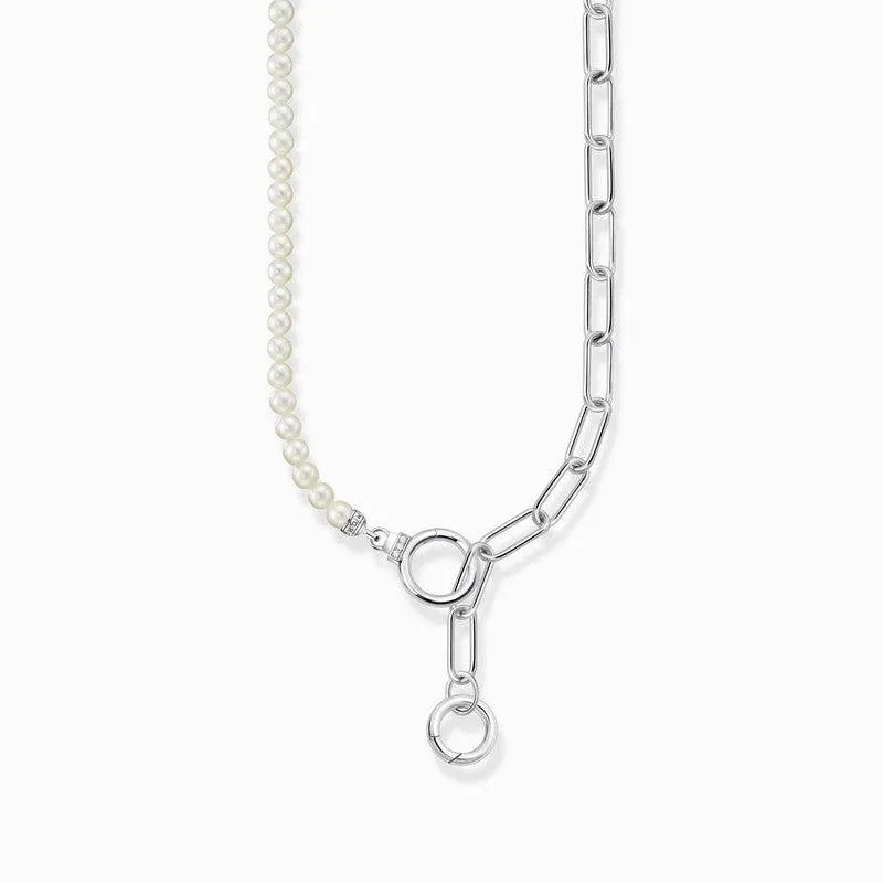Thomas Sabo Silver Necklace with Freshwater Cultured Pearls and Zirconia