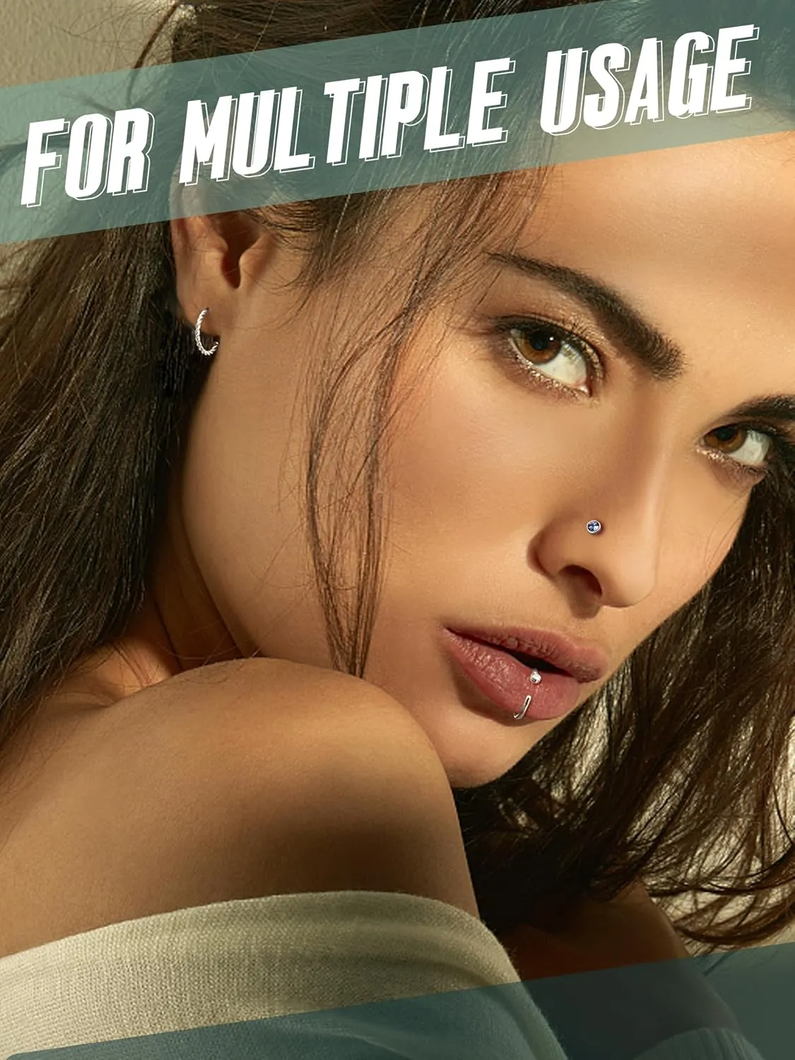 THUNARAZ 32 Pcs Nose Rings for Women Men - Hypoallergenic Surgical Stainless Steel Retainer Clear L Shape/Straight/Corkscrew Nose Rings Hoops Cartilage Helix Tragus Piercing Jewelry 18G/20G