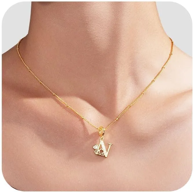 TIZU Initial Necklaces for Women - Dainty 14K Gold Plated Letter Pendant Necklace Trendy Personalized Initial A-Z Necklaces Jewelry Gift