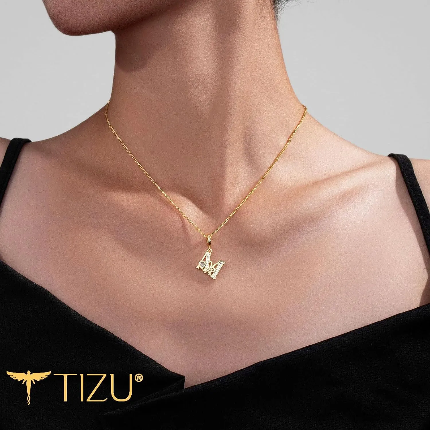 TIZU Initial Necklaces for Women - Dainty 14K Gold Plated Letter Pendant Necklace Trendy Personalized Initial A-Z Necklaces Jewelry Gift