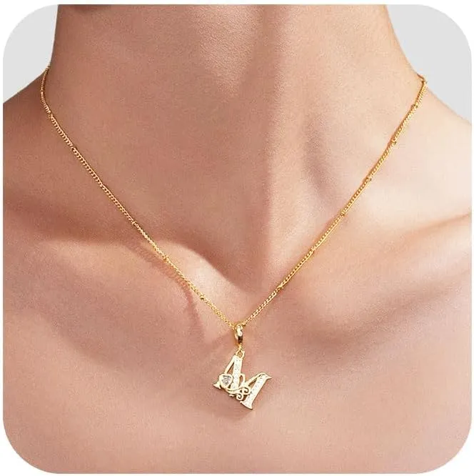TIZU Initial Necklaces for Women - Dainty 14K Gold Plated Letter Pendant Necklace Trendy Personalized Initial A-Z Necklaces Jewelry Gift