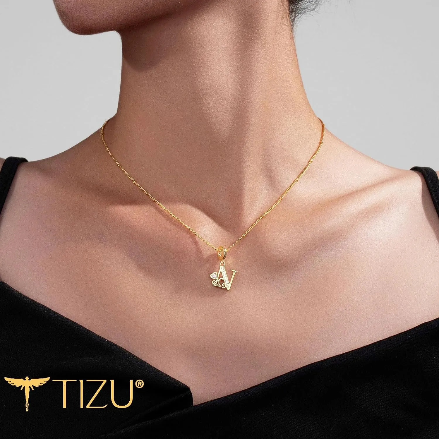 TIZU Initial Necklaces for Women - Dainty 14K Gold Plated Letter Pendant Necklace Trendy Personalized Initial A-Z Necklaces Jewelry Gift
