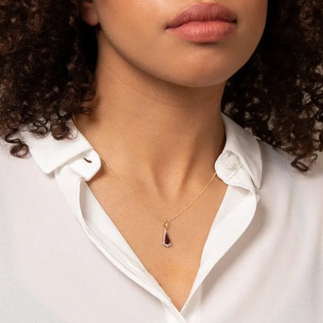 Trapeze Cut Garnet Diamond 9ct Yellow Gold Pendant GP1065K