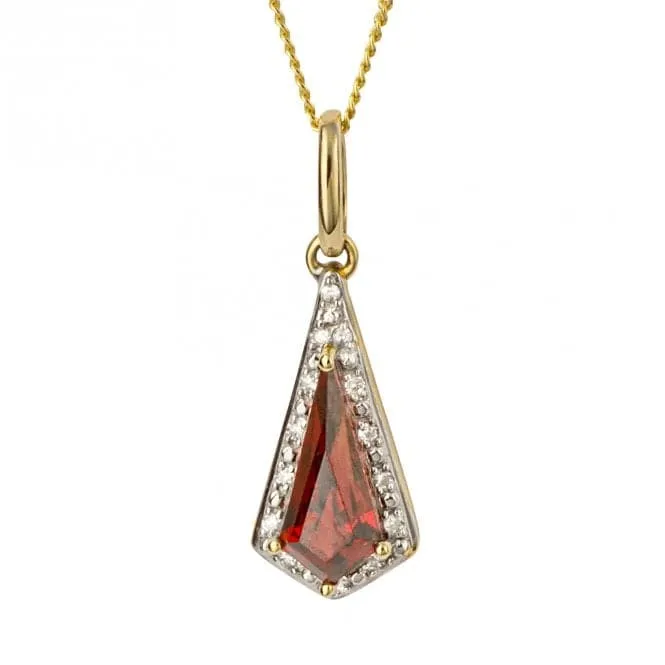 Trapeze Cut Garnet Diamond 9ct Yellow Gold Pendant GP1065K