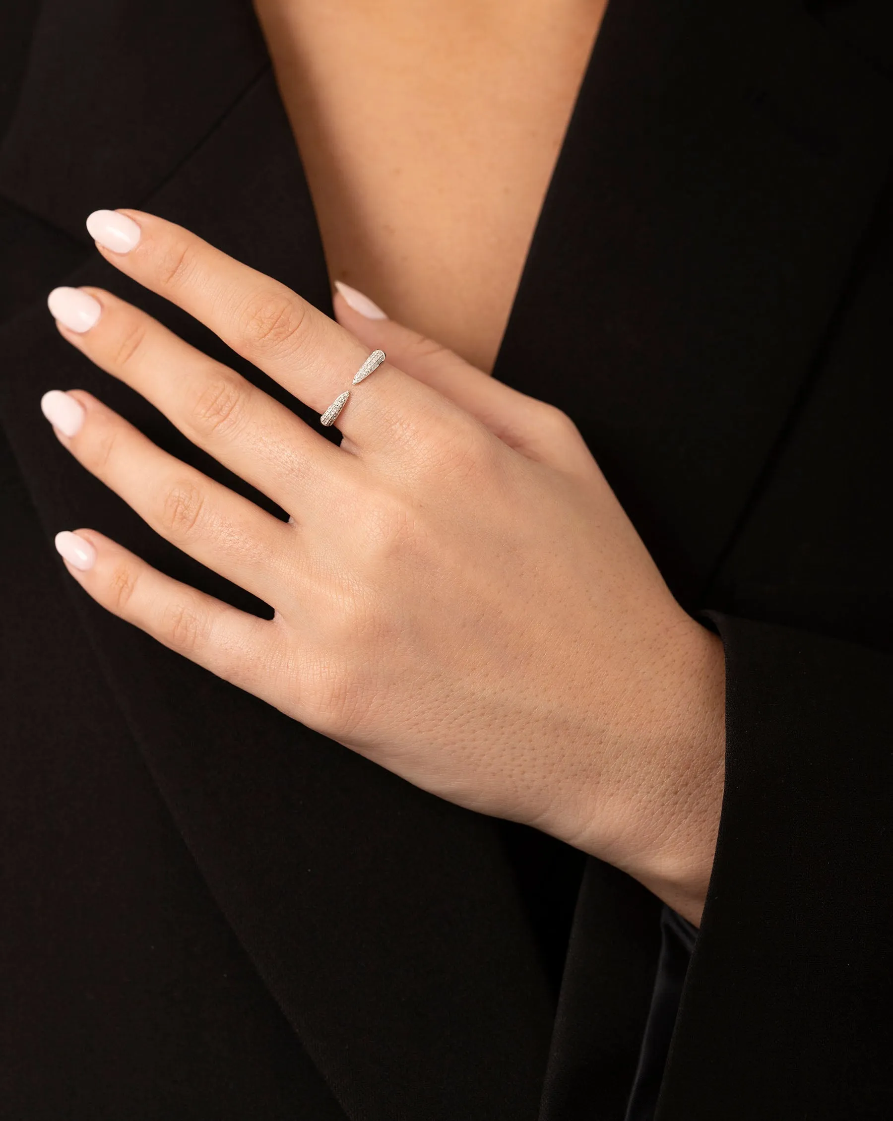 Triple Row Diamond Claw Ring