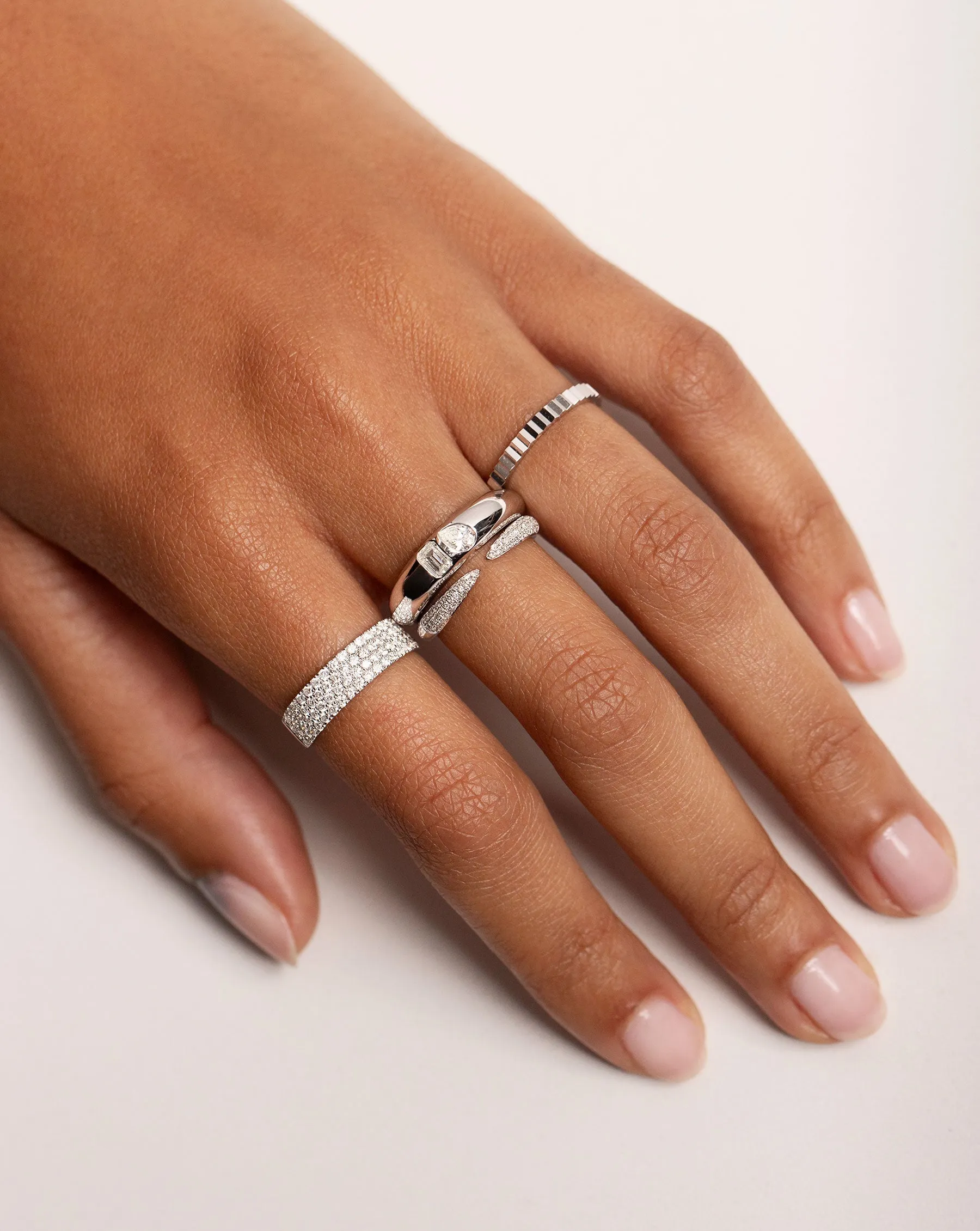 Triple Row Diamond Claw Ring