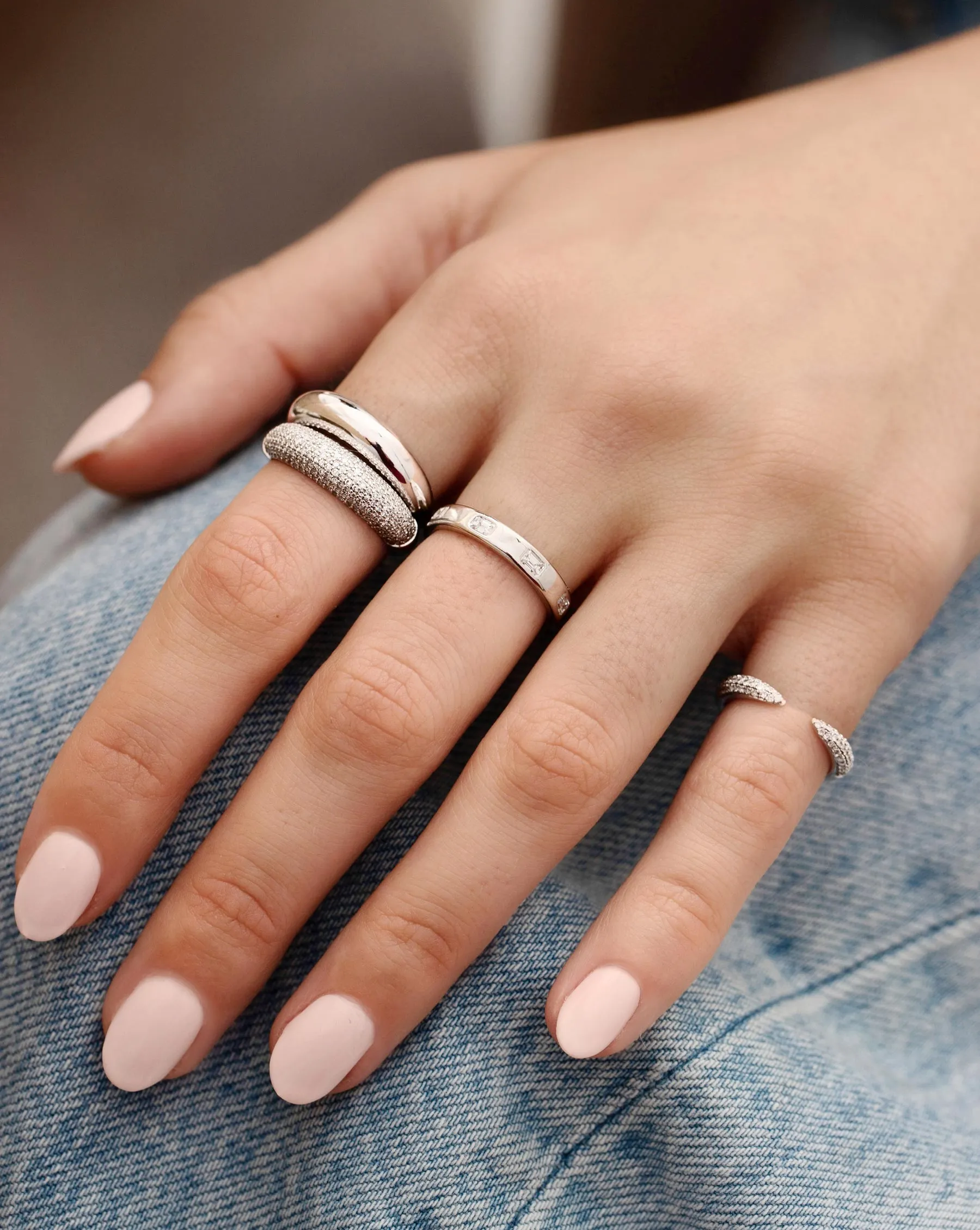 Triple Row Diamond Claw Ring