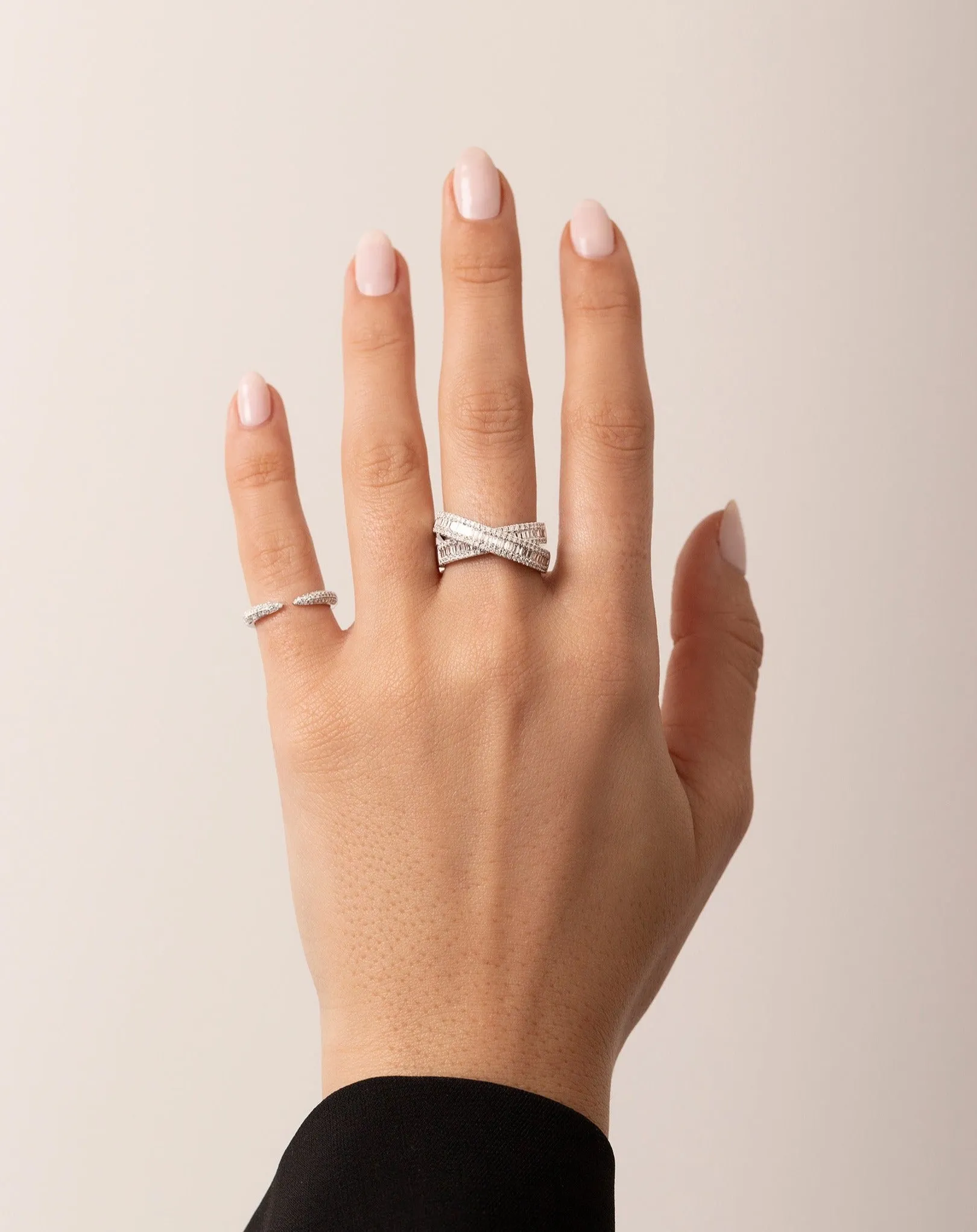Triple Row Diamond Claw Ring