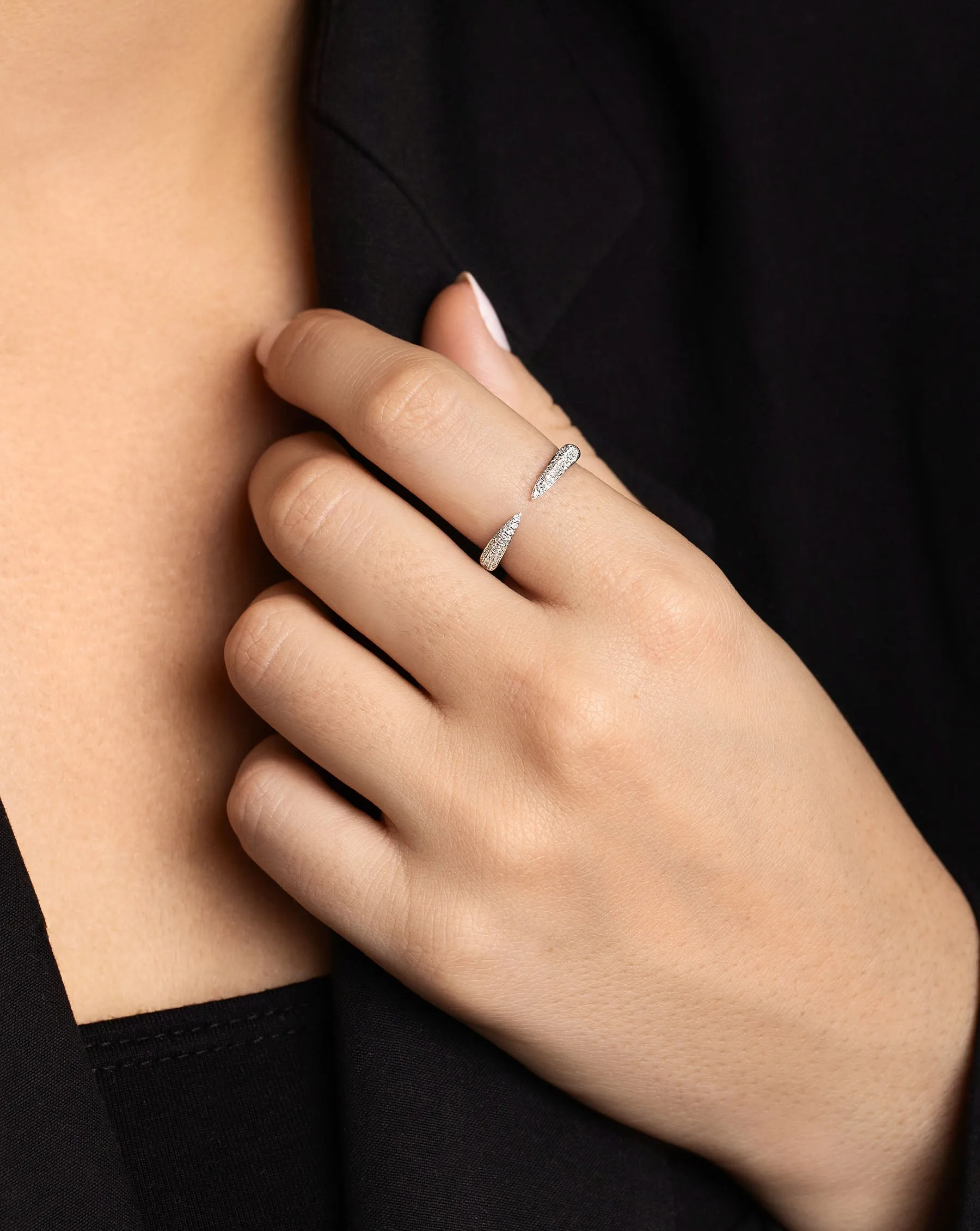 Triple Row Diamond Claw Ring