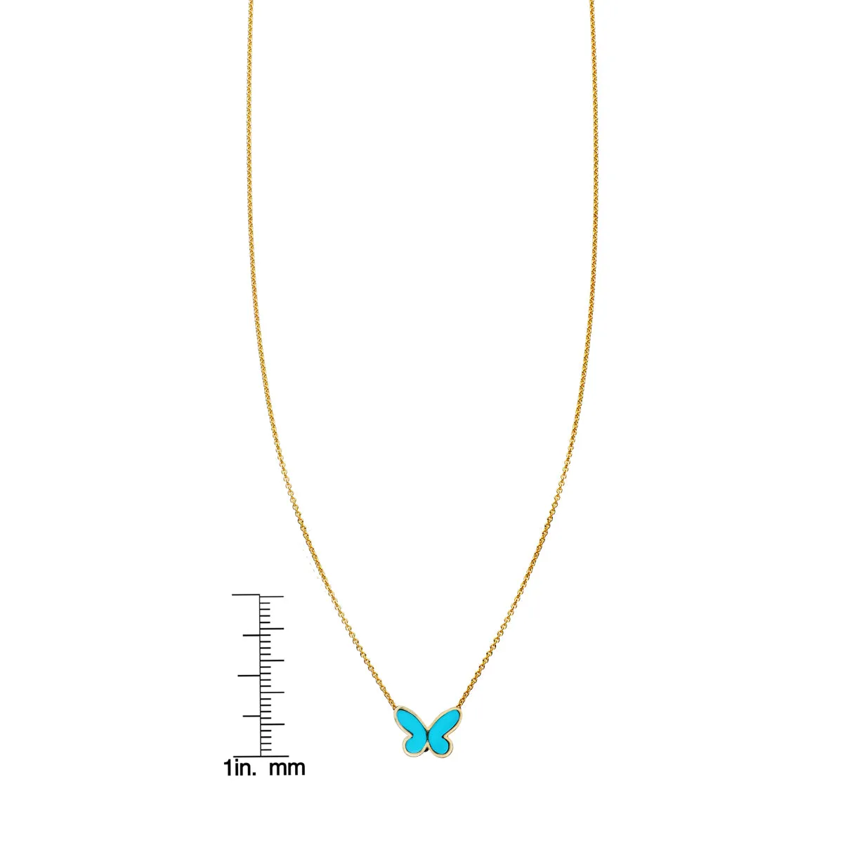 Turquoise Inlaid Folded Butterfly Necklace