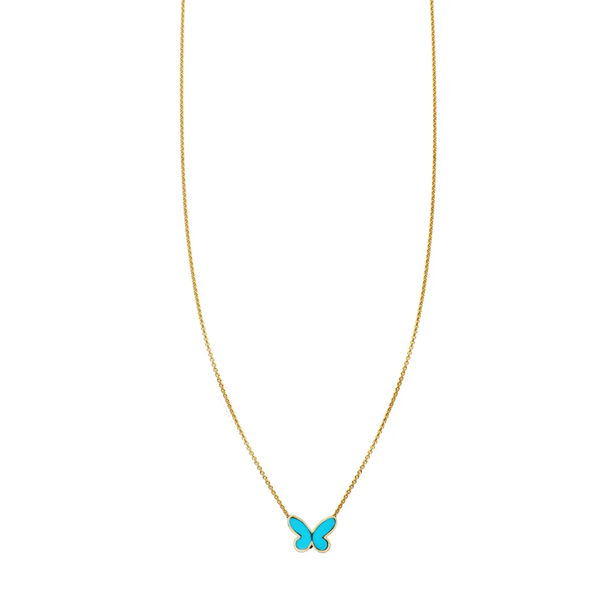 Turquoise Inlaid Folded Butterfly Necklace