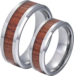 Unique Ring Woman, Wooden Men Rings Unique, Tungsten Carbide Gothic Rings Vintage for Anniversary