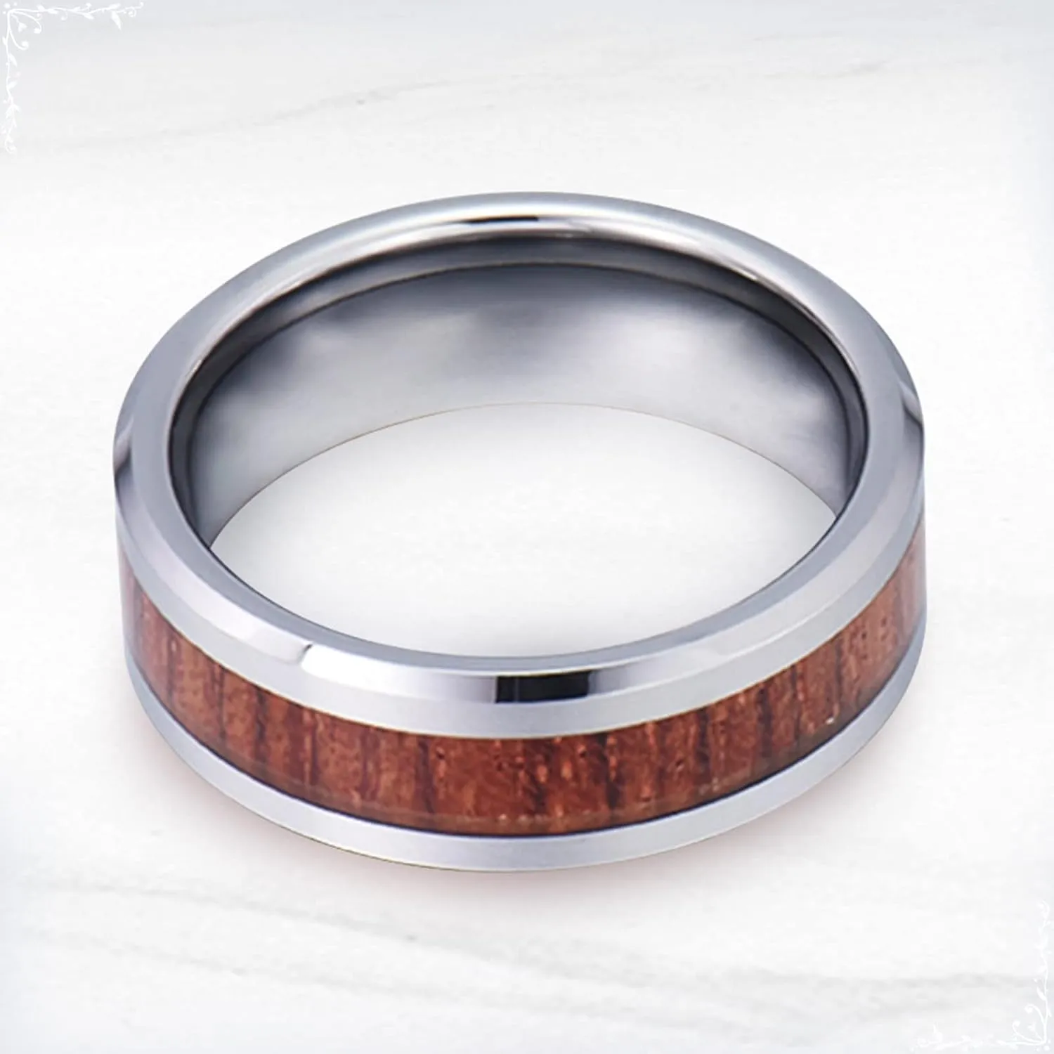 Unique Ring Woman, Wooden Men Rings Unique, Tungsten Carbide Gothic Rings Vintage for Anniversary