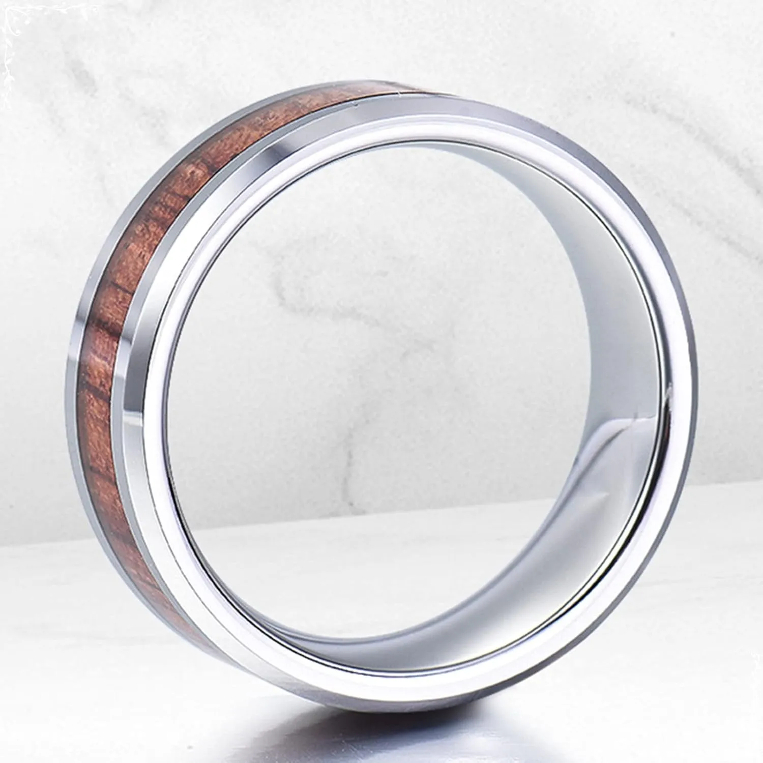 Unique Ring Woman, Wooden Men Rings Unique, Tungsten Carbide Gothic Rings Vintage for Anniversary