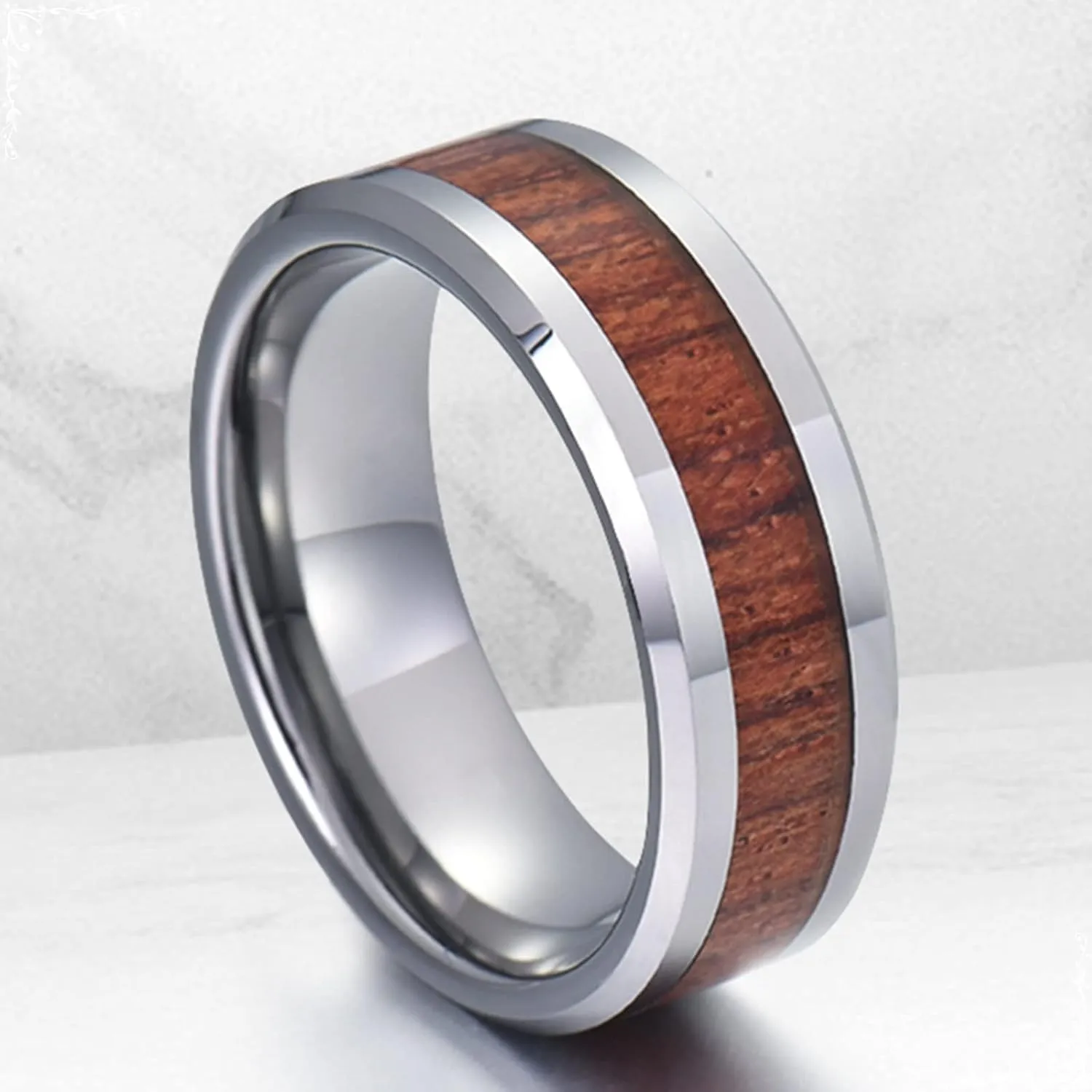 Unique Ring Woman, Wooden Men Rings Unique, Tungsten Carbide Gothic Rings Vintage for Anniversary