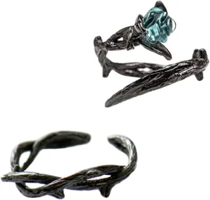 Unique Thorn Rose Ring Set Couples Matching Engagement Rings Fashionable Open Band Finger Decorations
