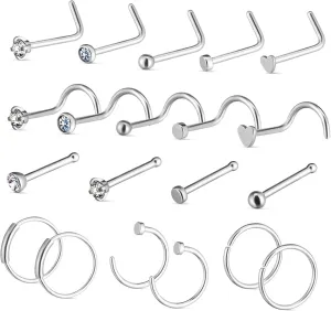 VALICLUD 1set Stainless Steel Nose Studs and Rings Shaped Hoops Nose Piercing Jewelry for Women Elegant and Versatile Body Jewelry Safe for Long-term Wear