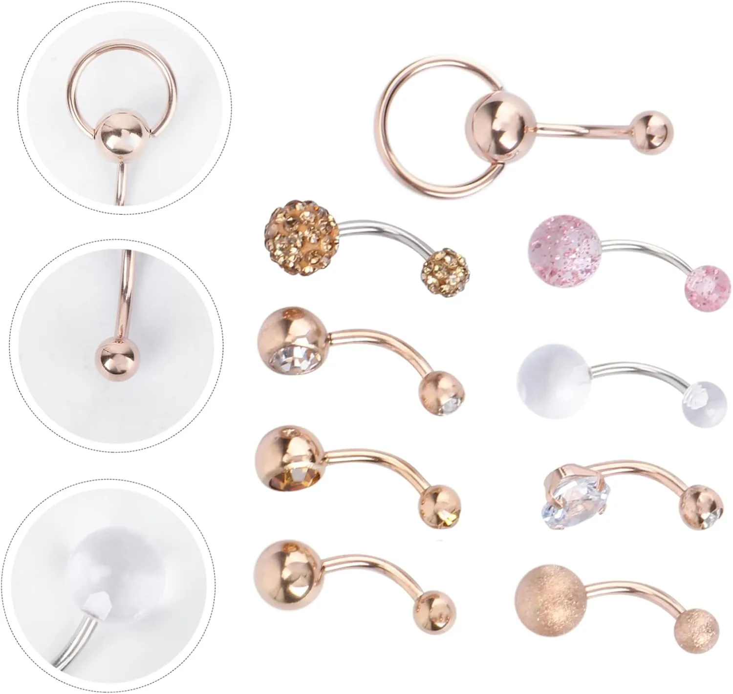 VALICLUD Belly Button Rings Stylish Belly Decorations and Zircon Navel Studs for Parties and Summer Outfits
