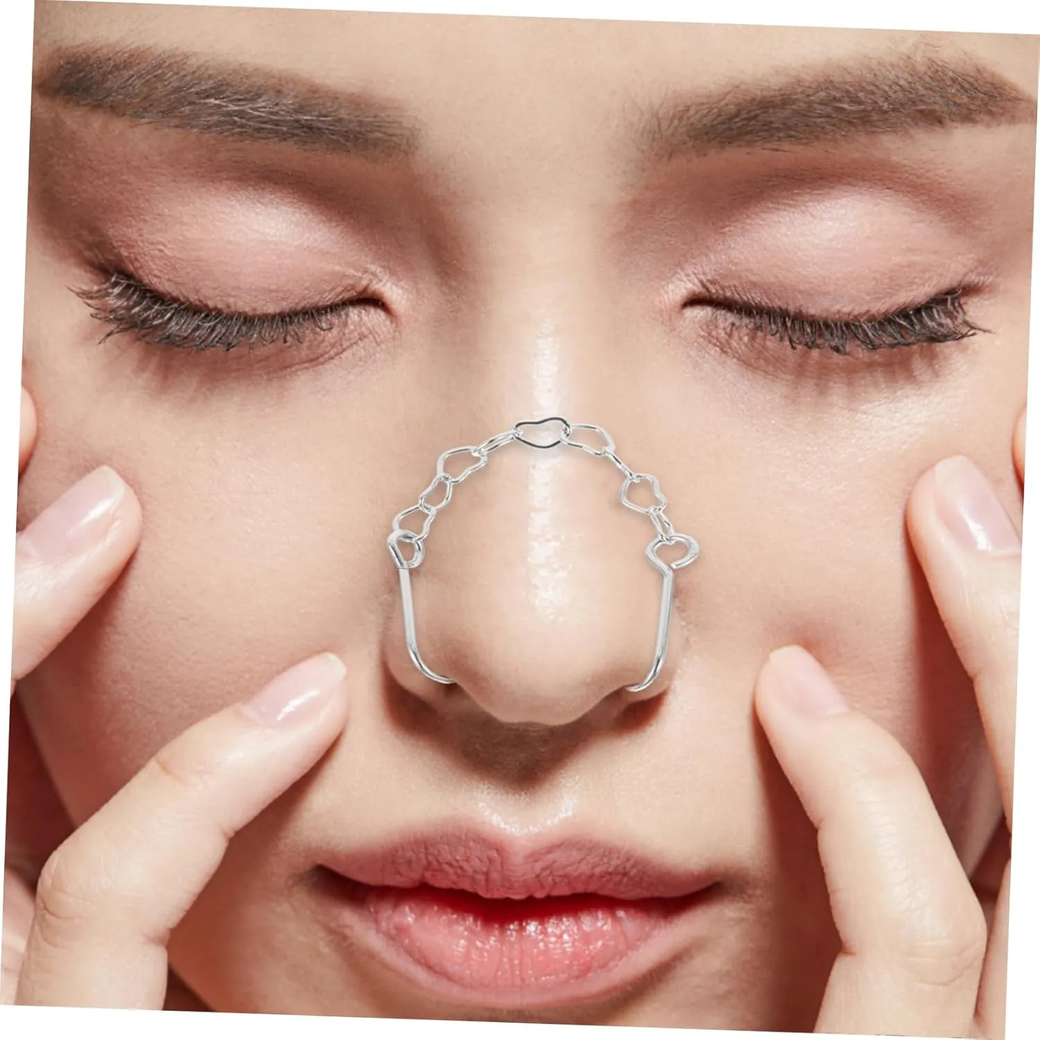 VALICLUD Nose Chain for Color Nose Hoop Women Nose Rings Thin Heart Woman Sterling Shaped Simple Nose Ring with