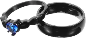 VALICLUD Titanium Couples Ring Stainless Steel Black Zirconia for Engagement and Wedding Occasions