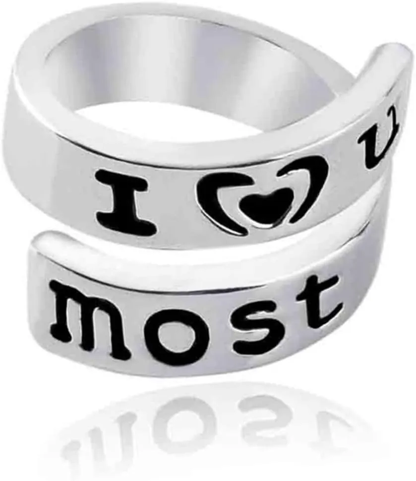 VALICLUD Valentine's Day Couple Rings Promise Rings for Her Him Engraved 'i Love You Most' 'i ' Jewelry Set