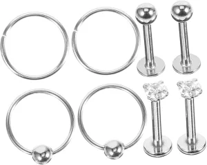 VANZACK 1Set Nose Ring Metal Nose Studs Hoops Decorative Nose Piercings for Women and Men Versatile Fashion Jewelry with Various Styles