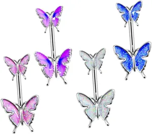 VANZACK Titanium Butterfly Belly Button Rings Gold Navel Piercing Bars Jewelry for Valentine's Day