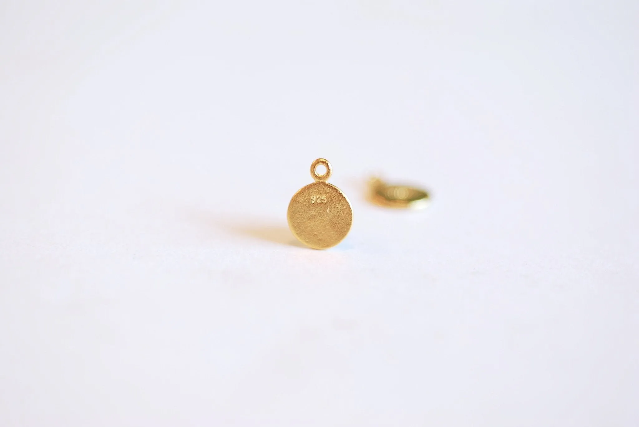 Vermeil Gold or Sterling Silver 8mm Dandelion Circle charm- 22k Gold plated 925 Sterling Silver, Small Disc Dandelion Charm, Wish, Round,412