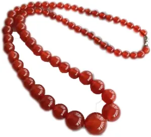 Vesppears Natural Feng Shui Red Jade Necklace Pendant for Women Genuine Yoga Agate Pagoda Chain Size Round Beads