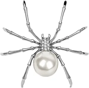 Victorian Style Mother of Pearl Body and Micro Pave Spider Brooches Pins Silver Tone Goth Accessories Pins for Backpacks Aesthetic