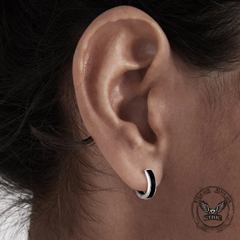 Viking Runes Stainless Steel Huggie Earrings