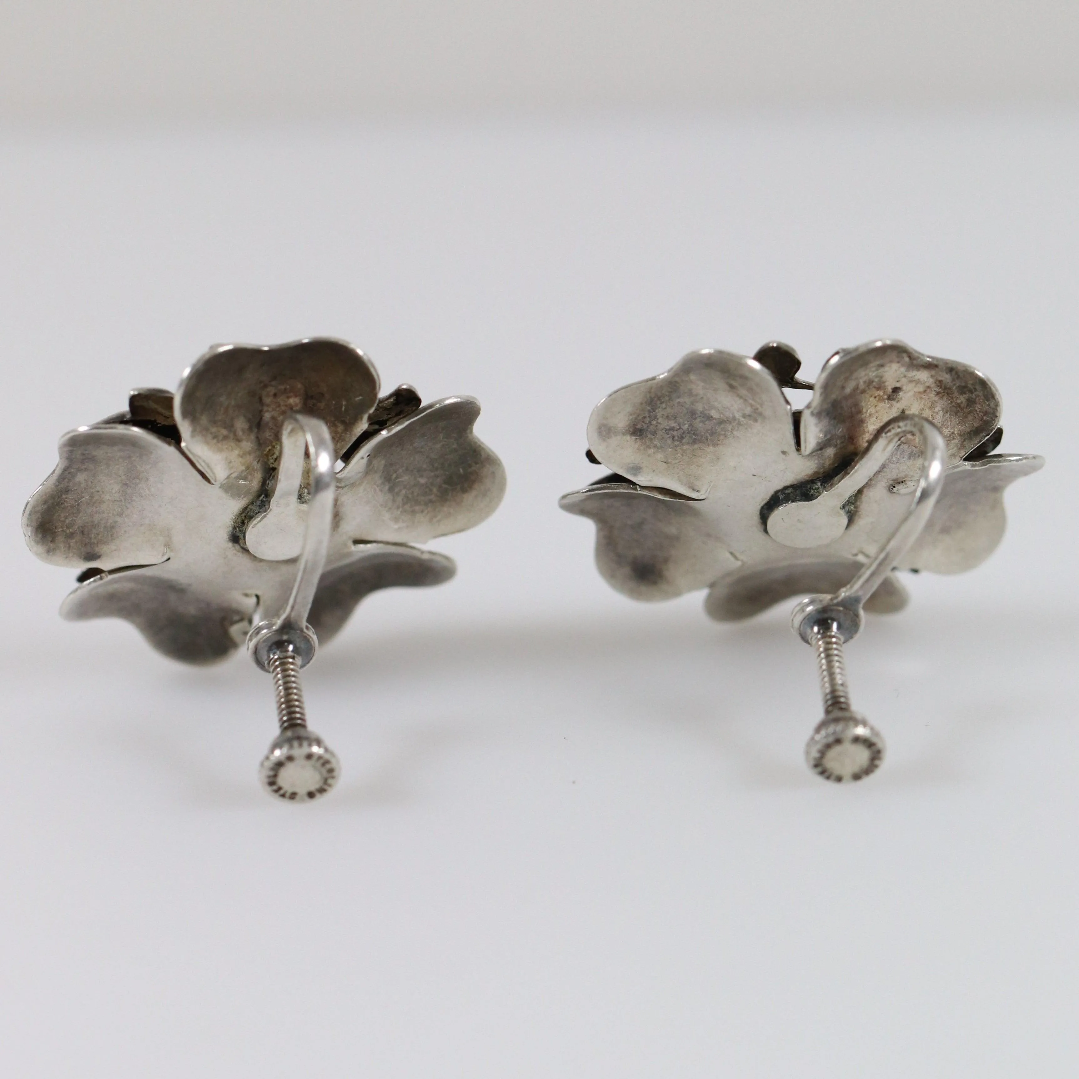 Vintage Silver Jewelry | Ornate Delicate Floral Earrings