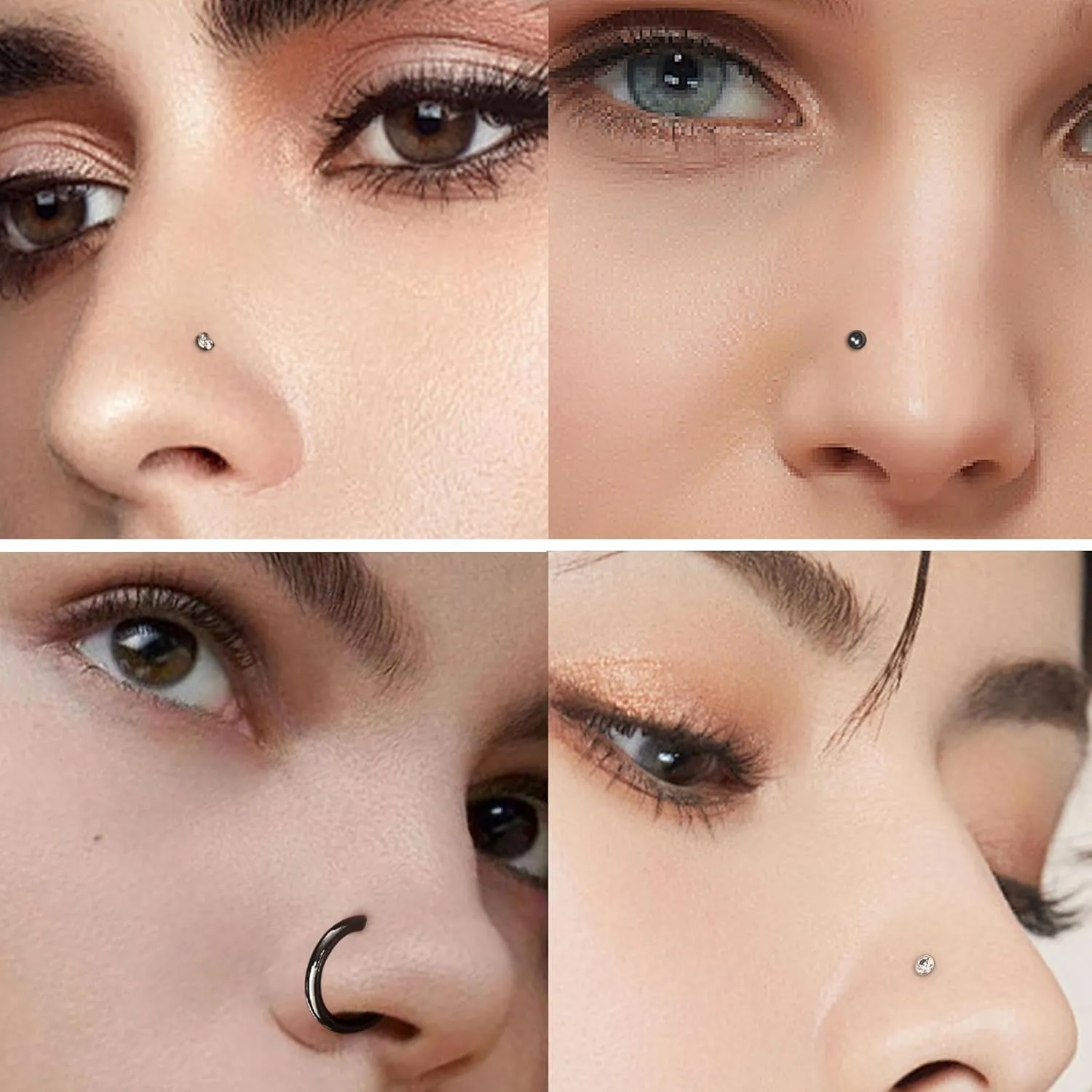 Vsnnsns 20G Nose Rings Studs Piercing Jewelry for Women 316L Surgical Stainless Steel L Shaped Corkscrew Straight Diamond CZ Hoop Nose Rings Studs Nostril Piercing Jewelry Hypoallergenic 20 Gauge