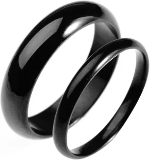 Wedding Rings Men, Stainless Steel Engagement Rings Black Polished Ring Rings for Men and Women
