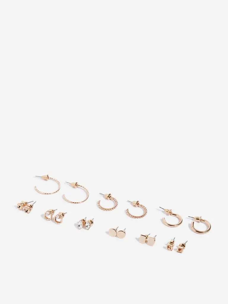 Westside Accessories Rose Gold Earrings Set - Pack of 9
