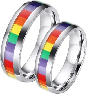 Women Silver Rings, Women Stainless Steel Rings Silver LGBT Ring 6mm Rings for Men and Women
