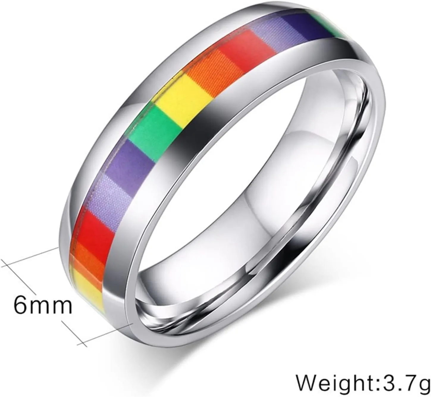 Women Silver Rings, Women Stainless Steel Rings Silver LGBT Ring 6mm Rings for Men and Women