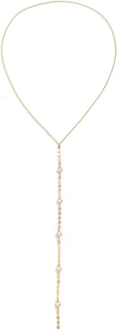Women's necklace, charming gold women's long necklace fashionable 14k crystal teardrop necklace simple gold pendant exquisite long chain necklace fashionable body chain jewelry gift